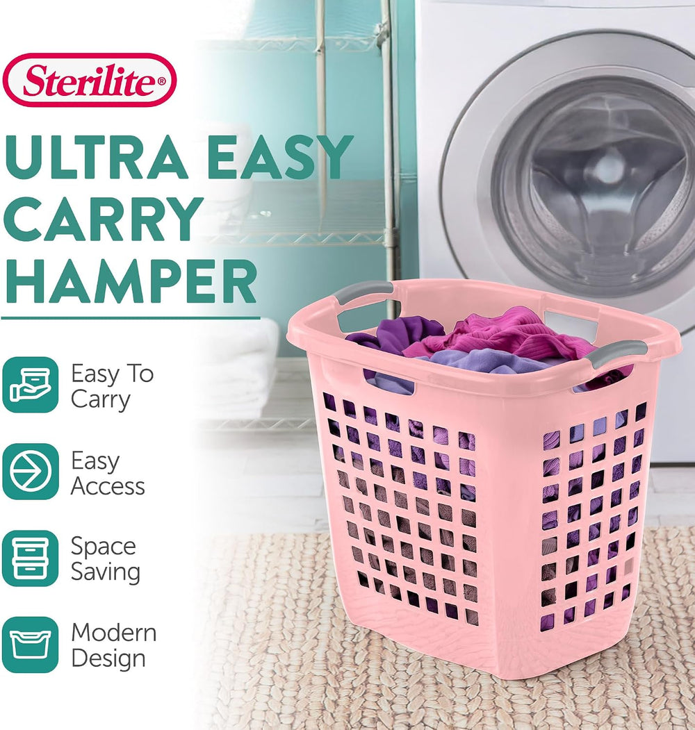 Sterilite 4-Pack Ultra Easy Carry Laundry Basket, Plastic Clothes Hamper Bin ...