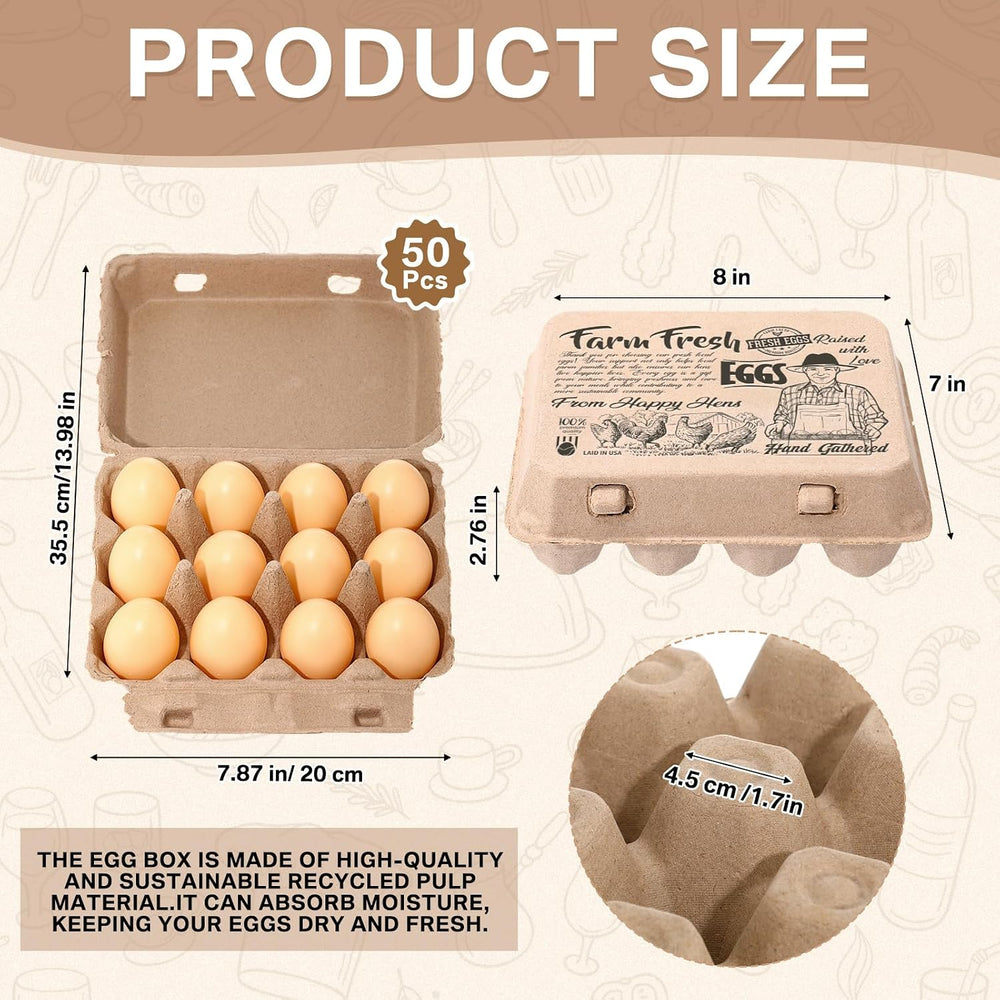 Honeydak 100 Pcs Egg Cartons Bulk 12 Count 3x4 Style Pulp Paper Egg Tray Doze...