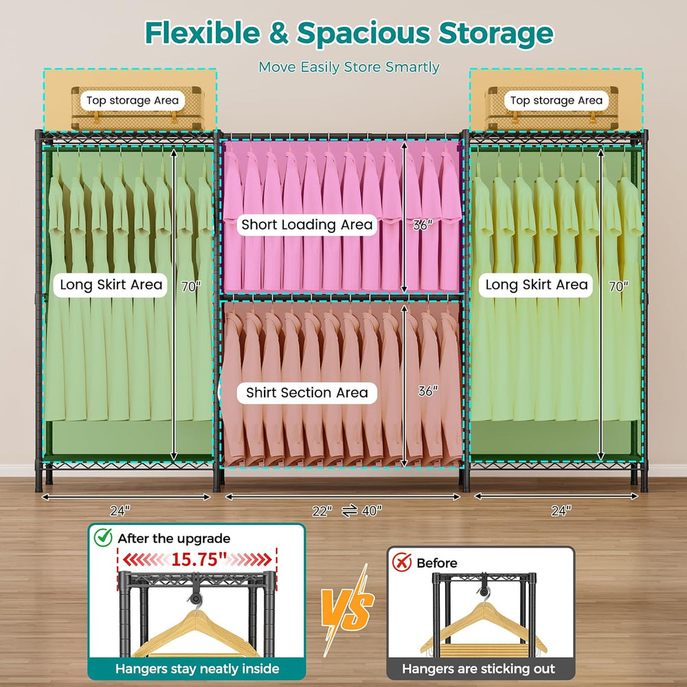 SINGAYE Heavy Duty Portable Closet Metal Clothes Racks Wardrobe with Shelf