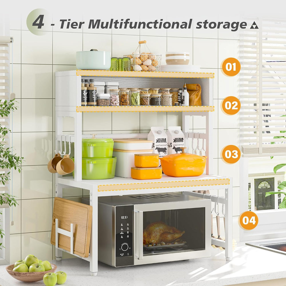 EnHomee 4-Tier Microwave Stand for Countertop Storage, White