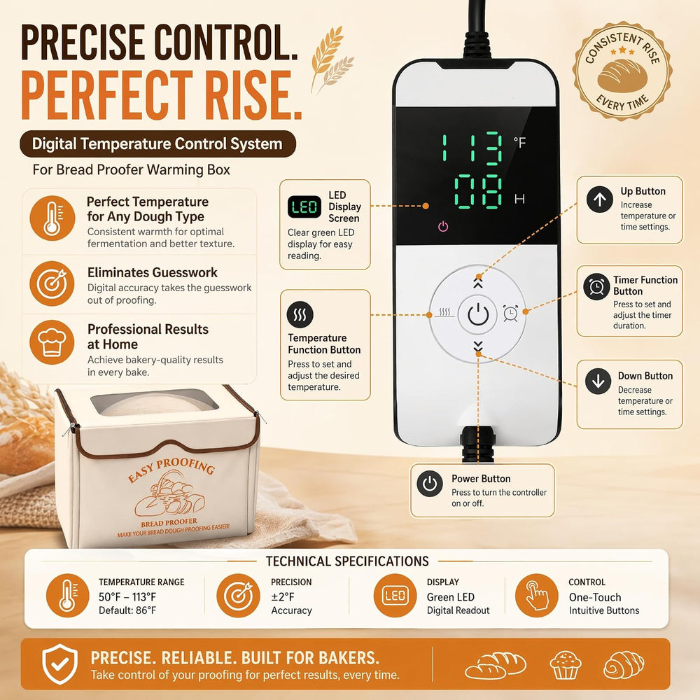 Versatile Bread Proofer Warming Box with Temperature Timer Metal Rack