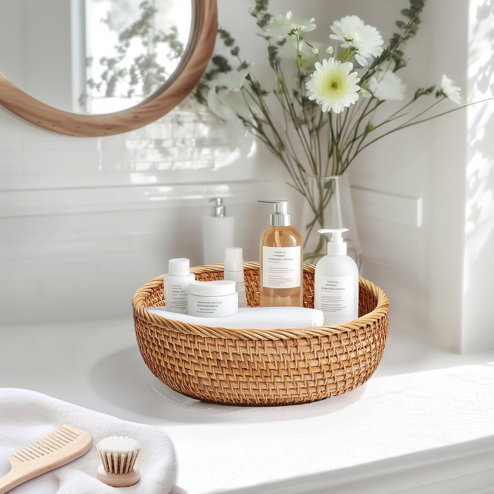 Rattan Bread Basket Set 3, Handwoven Serving Bowls