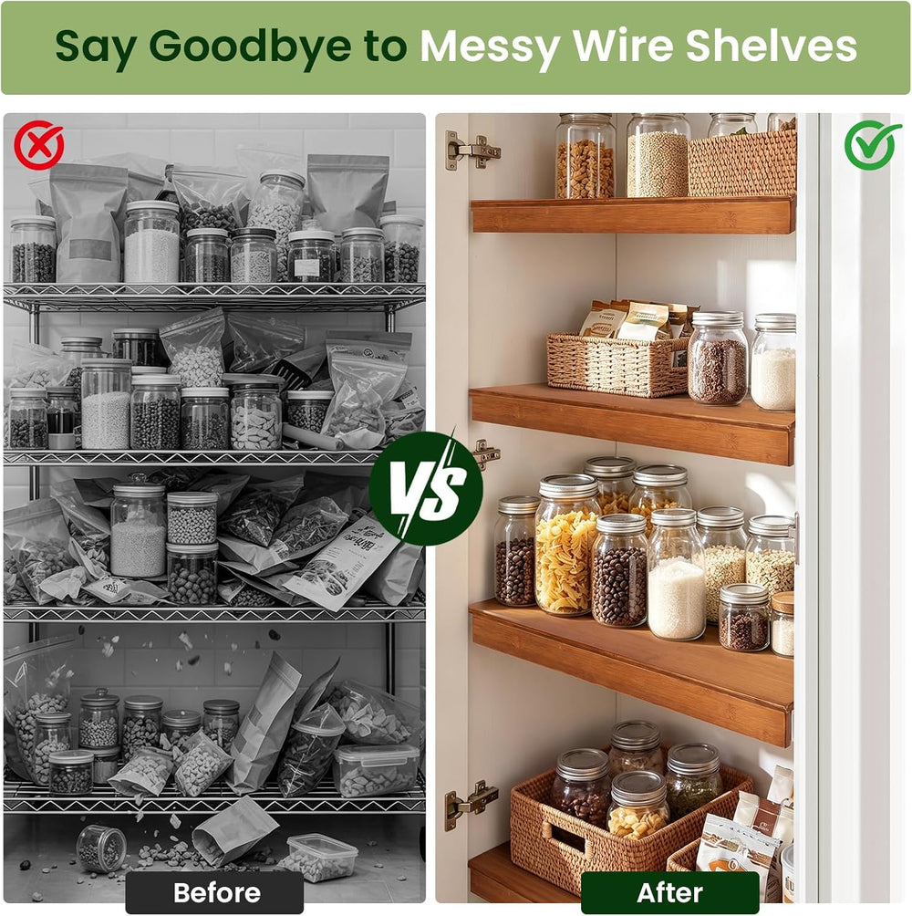 Bamboo Wire Shelf Covers for Wire Shelving, 24" W X 16" D, 4 PCS