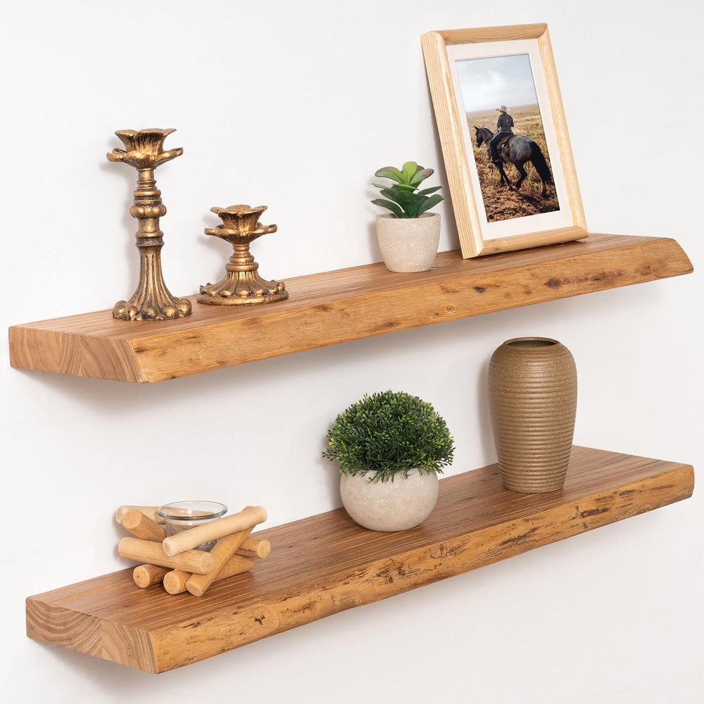 Marsmiles 30 inch Floating Shelves for Wall Elm Wood Live Edge Shelves|Rustic...