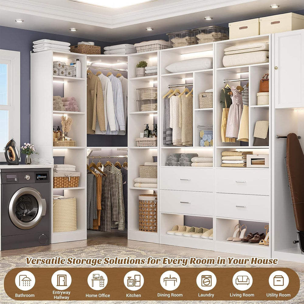 Besiost Corner Closet System with 3 Sets, 87.2" Closet Organizer System