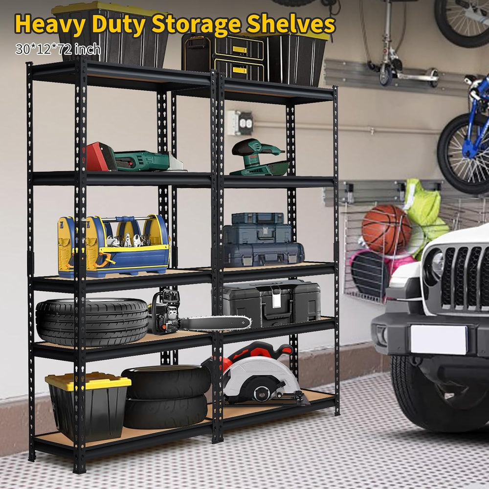 Takywep Heavy Duty Garage Shelving 2000lbs, Adjustable 5 Tier Metal Storage S...