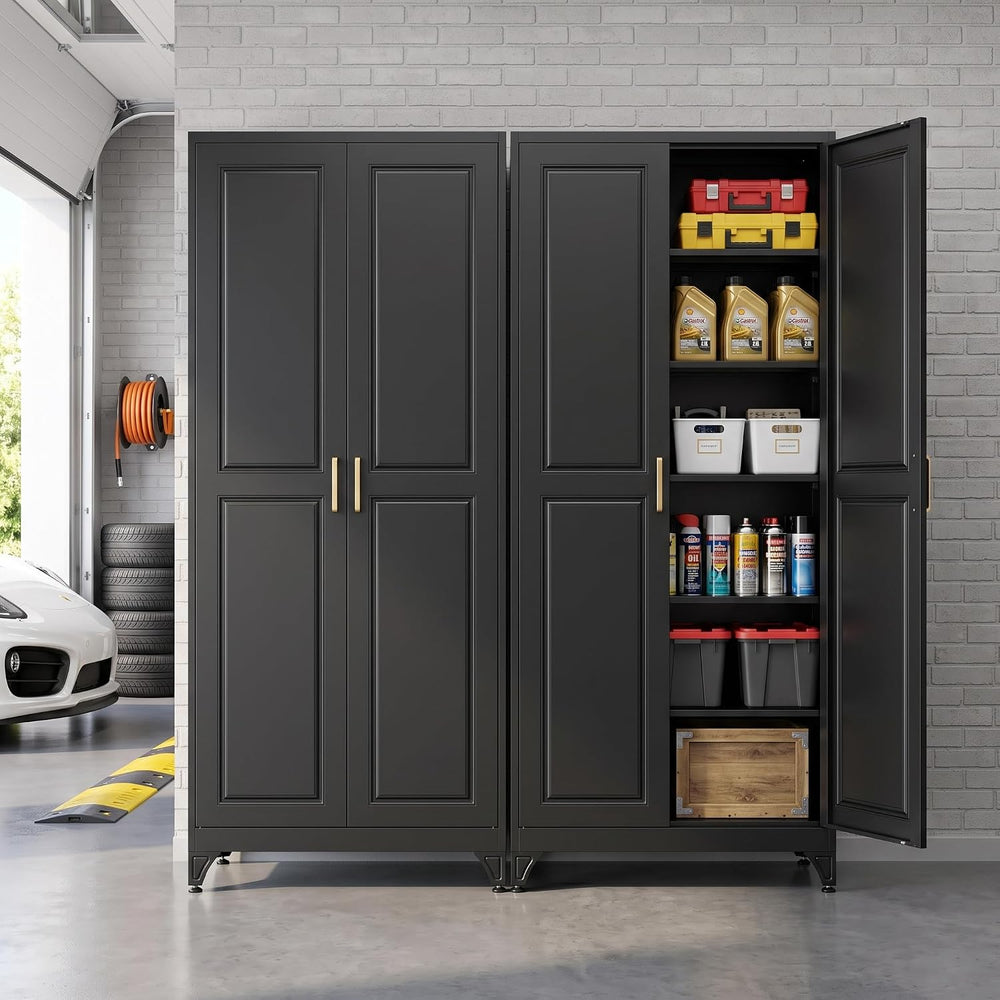 75" Metal Storage Cabinet, Garage Cabinet with Doors and Shelves