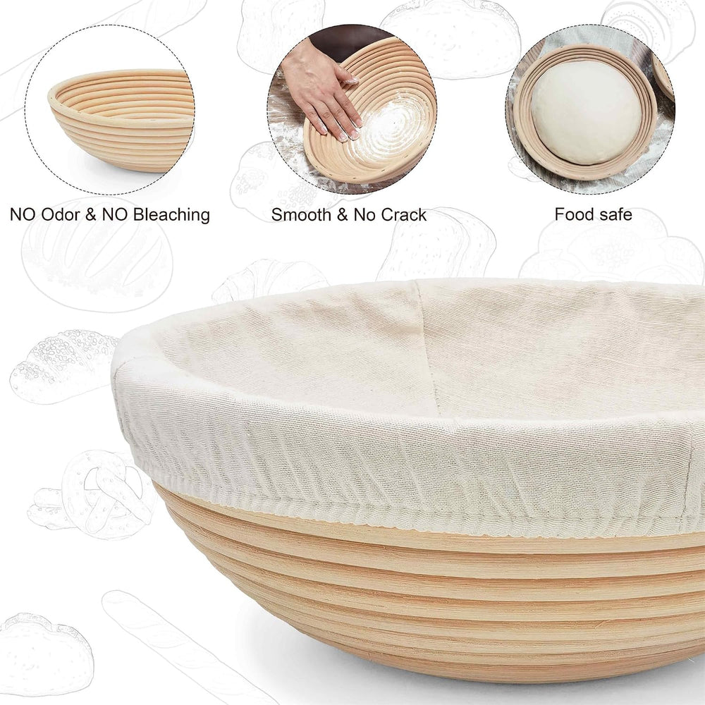 Banneton Bread Proofing Basket set of 3, 9.8 Inch Round Sourdough Proofing Ba...