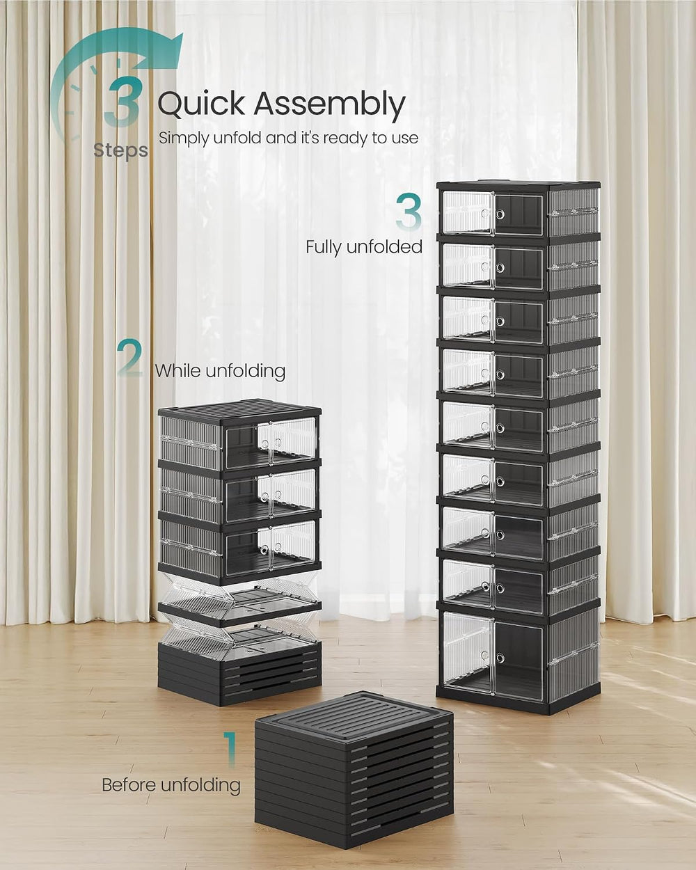 SONGMICS Foldable Shoe Storage Organizer, 9-Tier for 18 Pairs