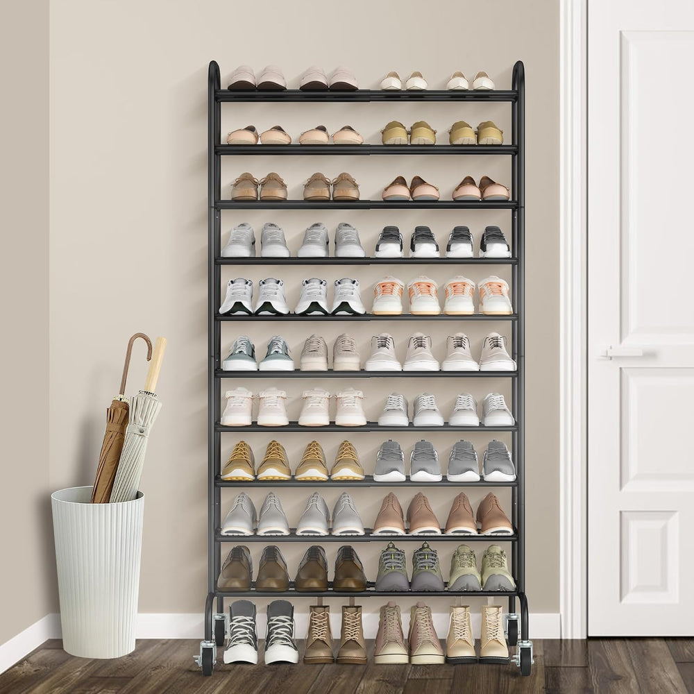 STORAGE MANIAC 10-Tier Expandable Shoe Rack, 44 Pairs Tall Vertical Shoe Rack...