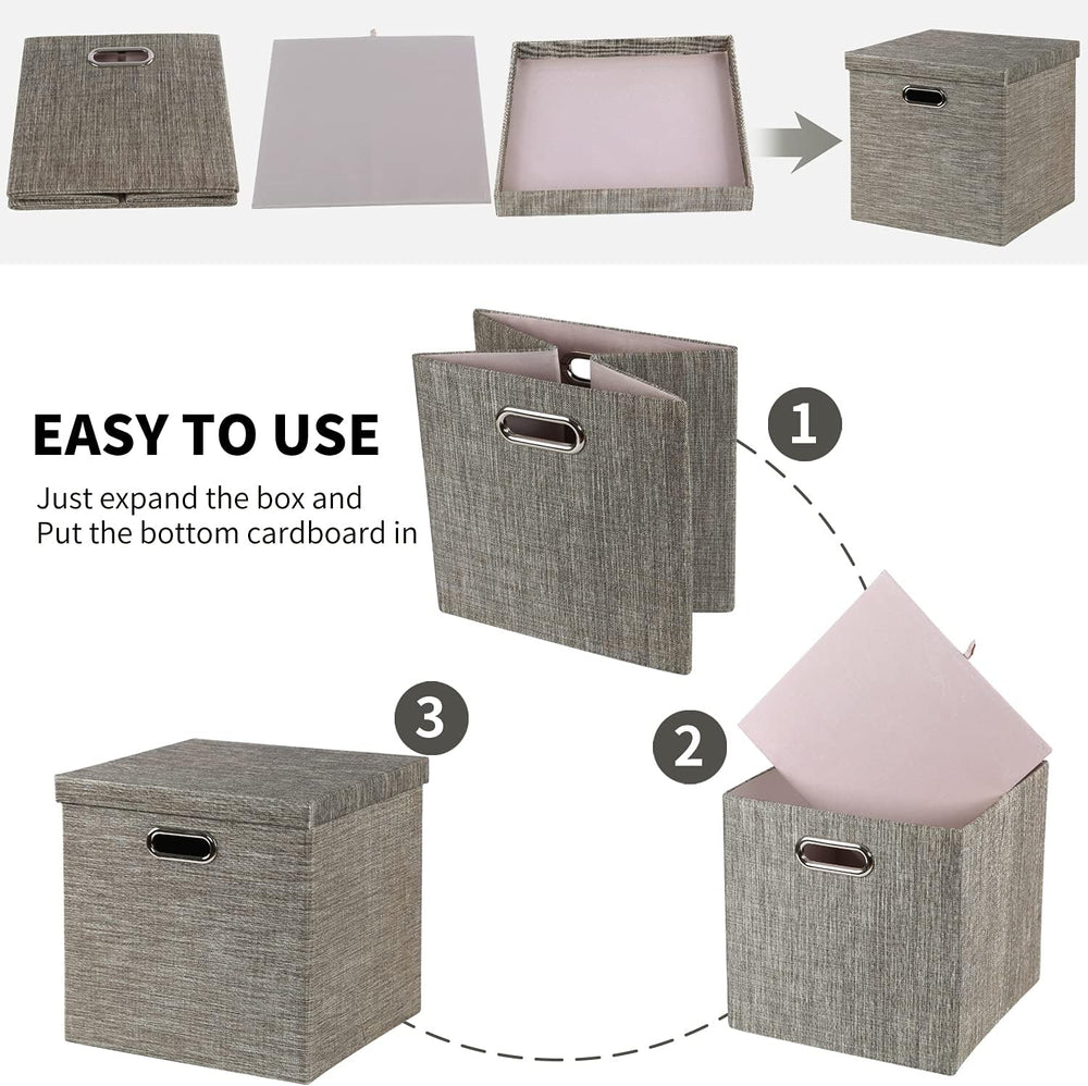 Posprica Storage Bins with Lids,13×13×13 Foldable Storage Cube Baskets Boxes ...