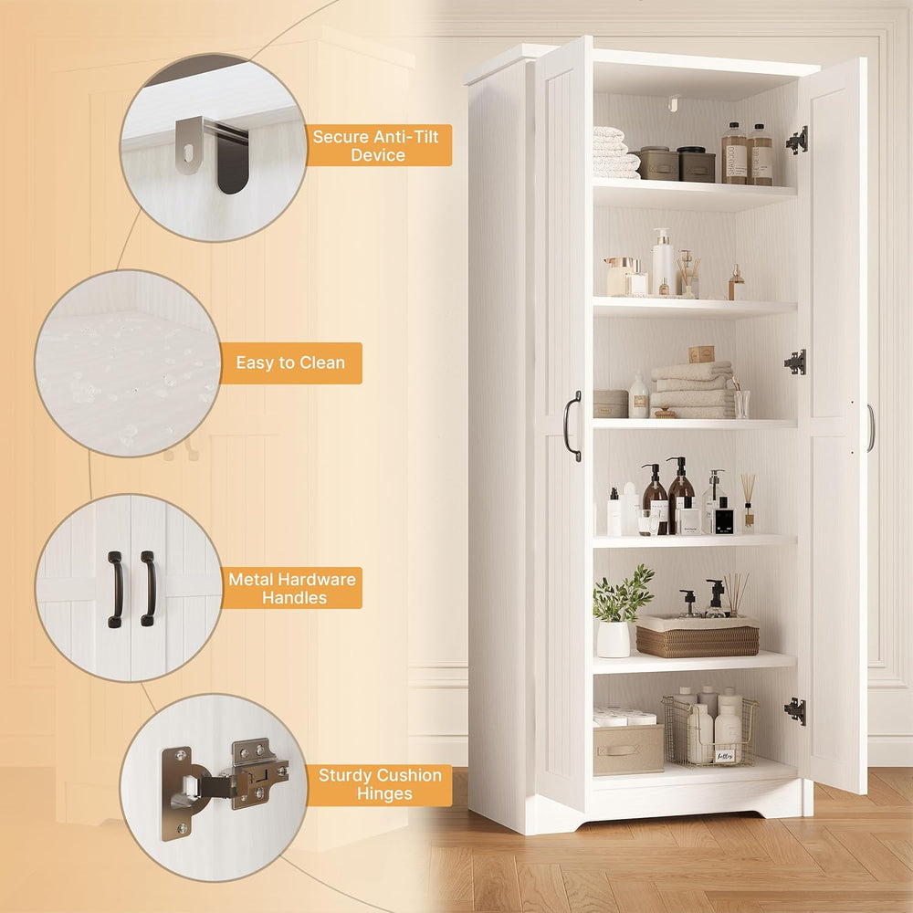 Decofy 70" Tall Storage Cabinet, Large Wood Storage Pantry Cabinet with ...