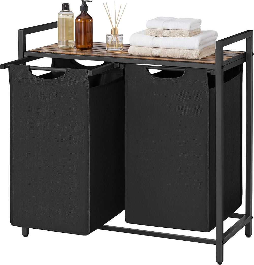 SONGMICS HOME Laundry Basket Sorter with Storage Shelf, Laundry Hamper with M...