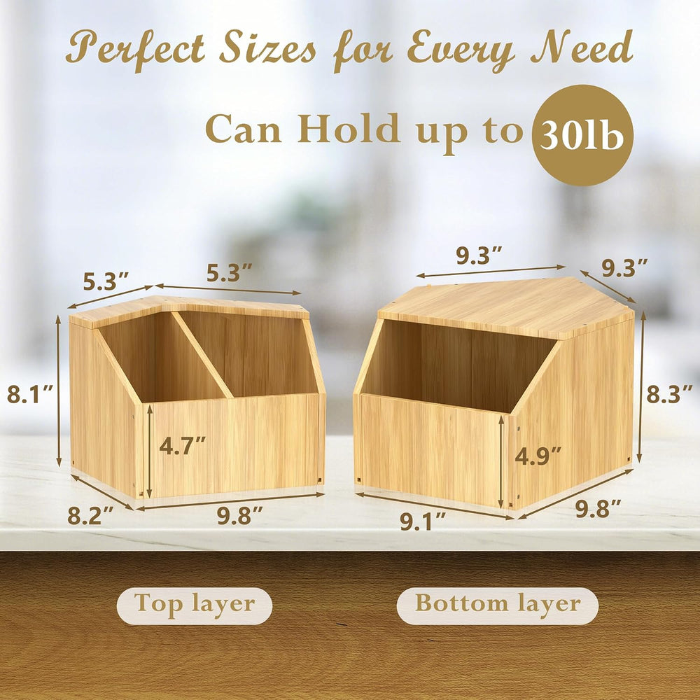 Jolitac Bamboo Pantry Storage Bins - Potato & Onion Storage Bin for Kitchen