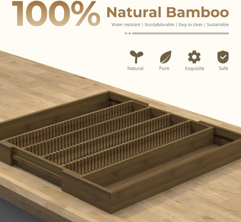 Large Expandable Bamboo Coffee Pod Drawer Organizer