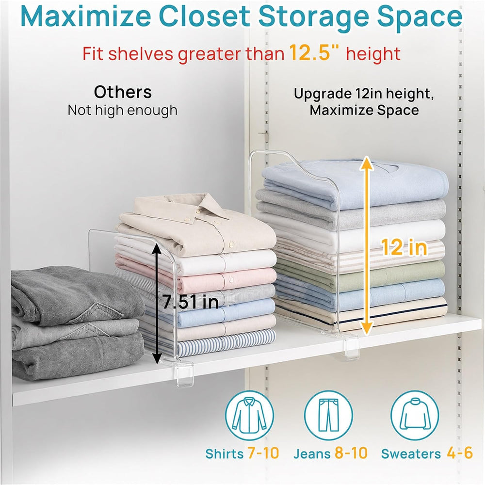 Vtopmart 12" Extra Tall x 11.7" Deep Shelf Dividers, 12 Pack