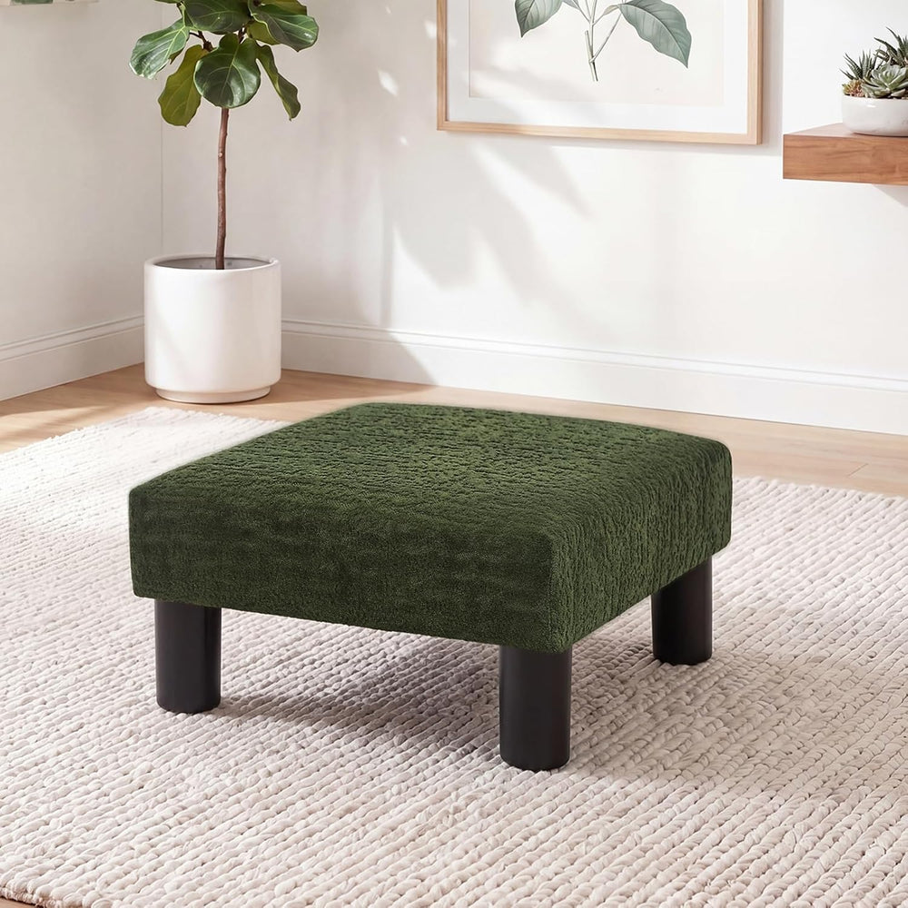 Joveco Small Foot Rest Stool Ottoman, 3D Velvet Square Upholstered Footstool ...