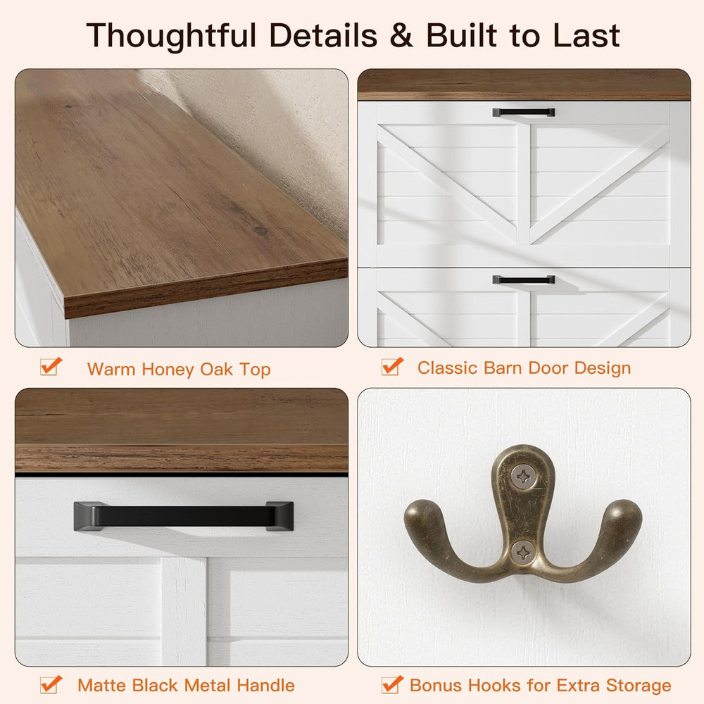Nicetree Shoe Cabinet, 3 Flip Drawers & Adjustable Shelves, Ultra Slim Fr...