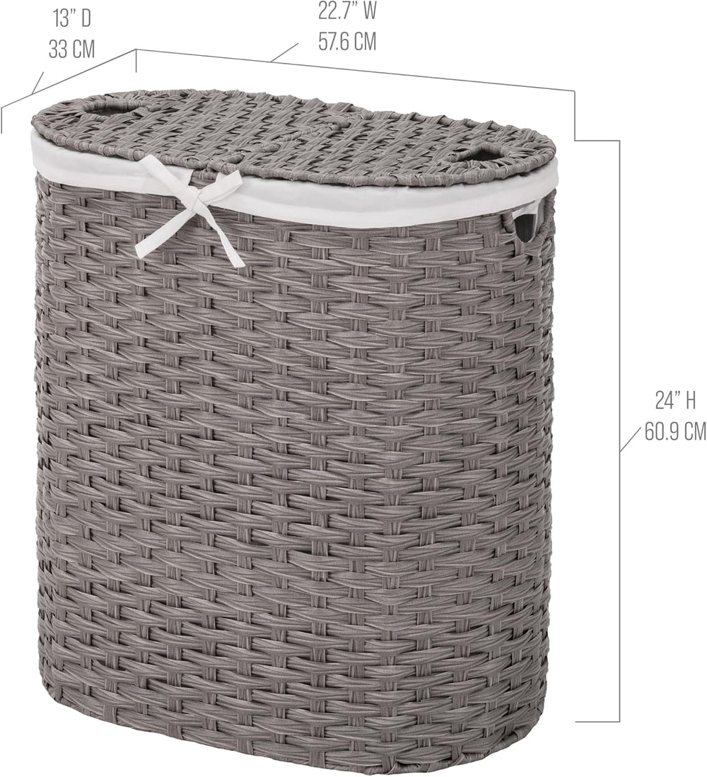 Seville Classics Premium Handwoven Portable Laundry Bin Basket with Carrying ...
