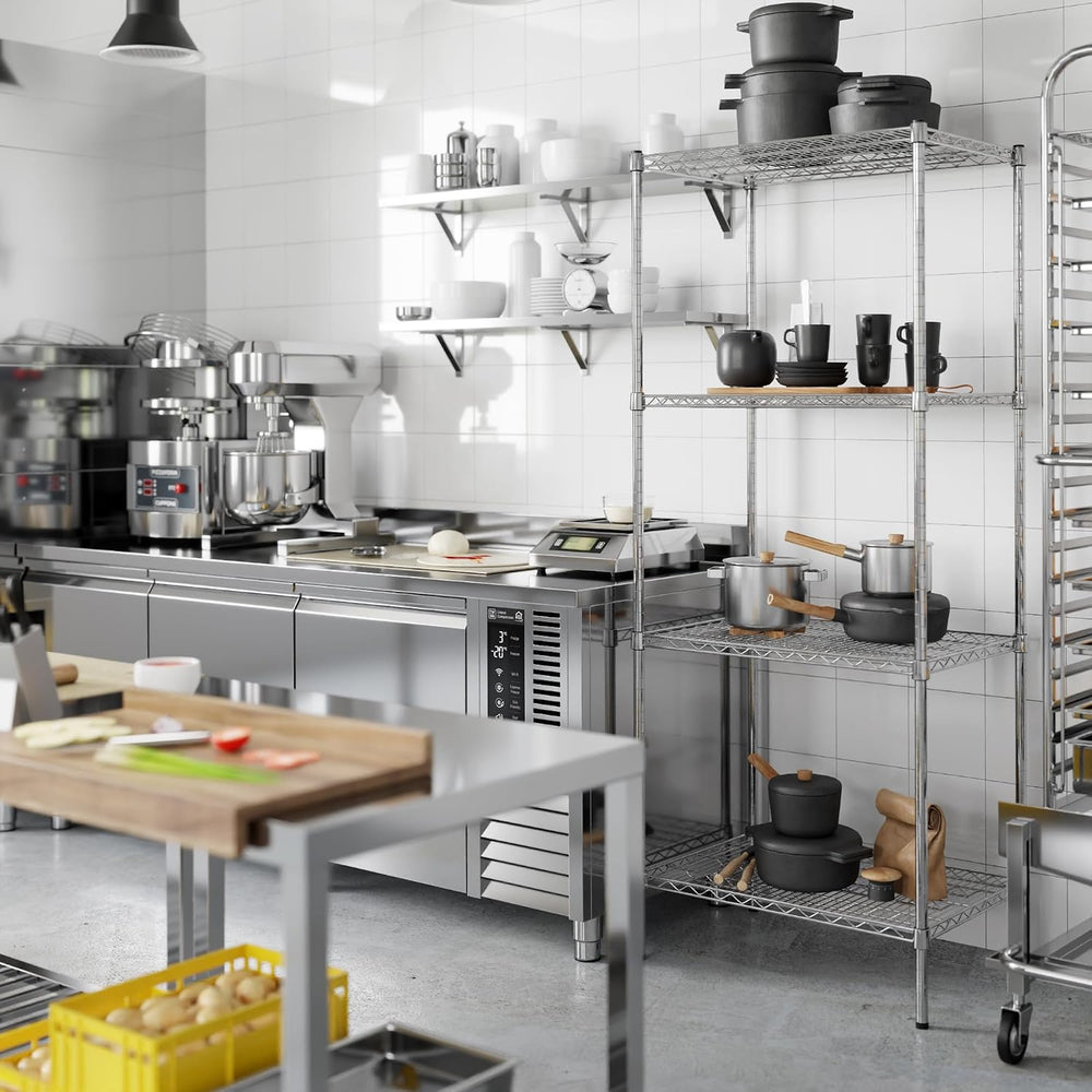 21" Deep x 30" Wide x 74" High 4 Tier Chrome Wire Shelving Kit...