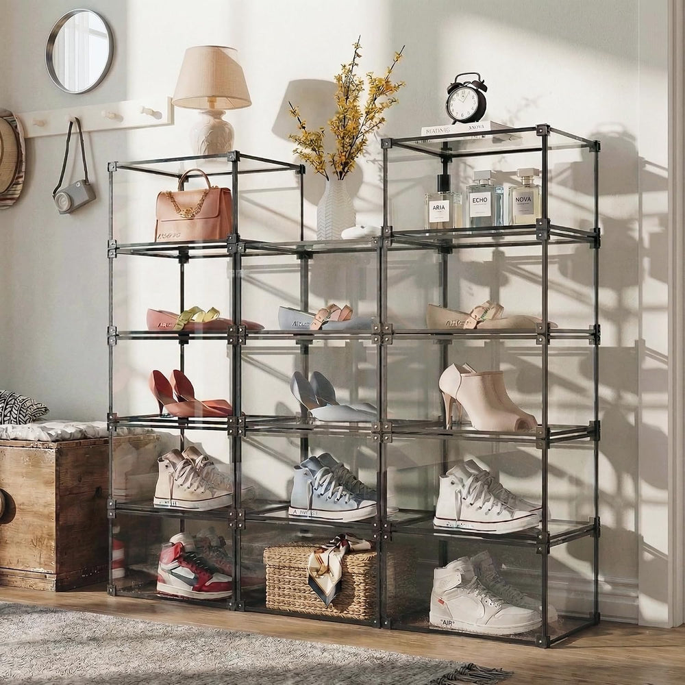 Magnetic Side Open Transparent Plastic Storage Shoe Box Clear Shoe Display Ca...