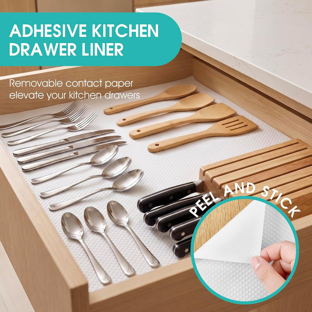 Self-Adhesive Large Cabinet Shelf Liner: Non-Slip Removable 24" W x 290&...