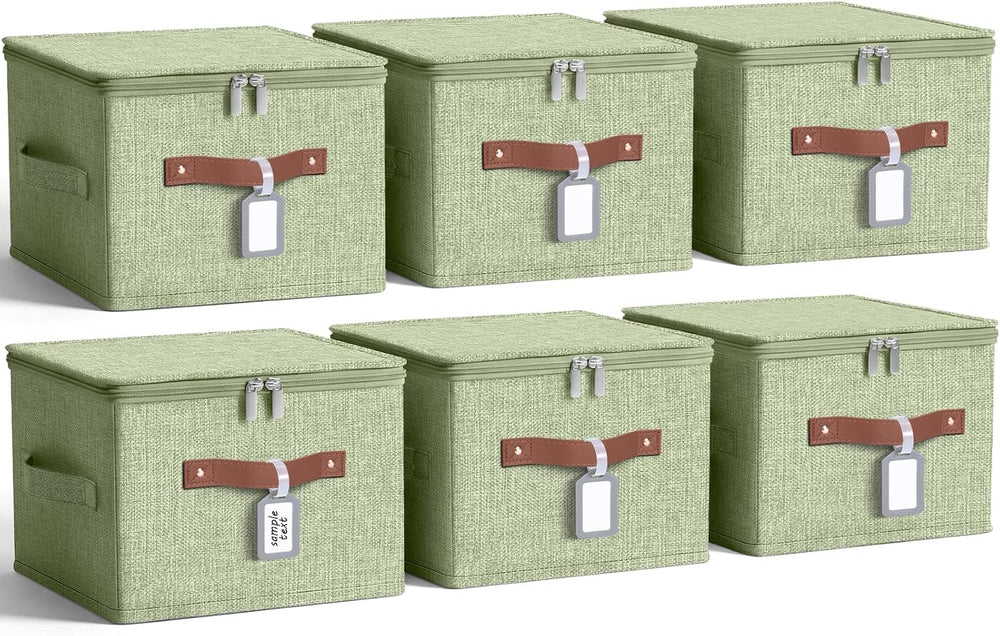 6 Pack Fabric Closet Storage Bins with Lids, 10×8×7 in, Green