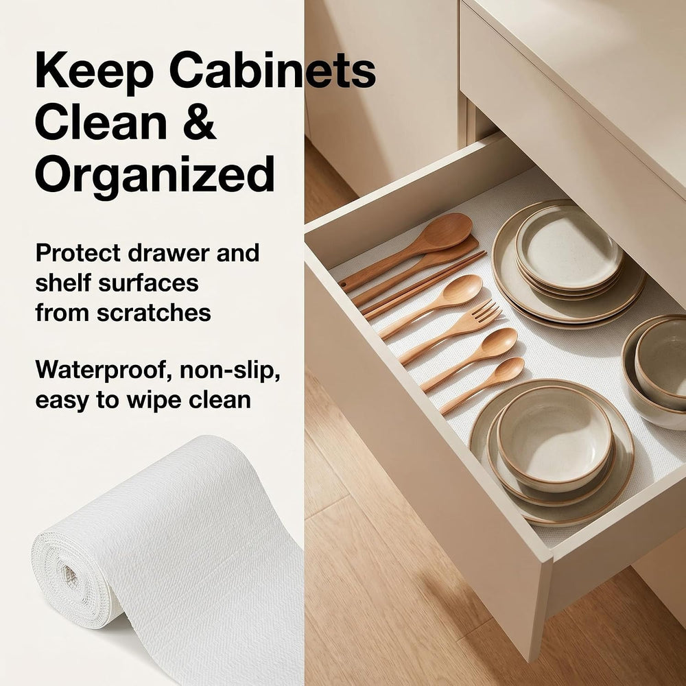 Coavas Shelf and Cabinet Liner, Easy Cut Protective (White, 24 in x 10 ft)