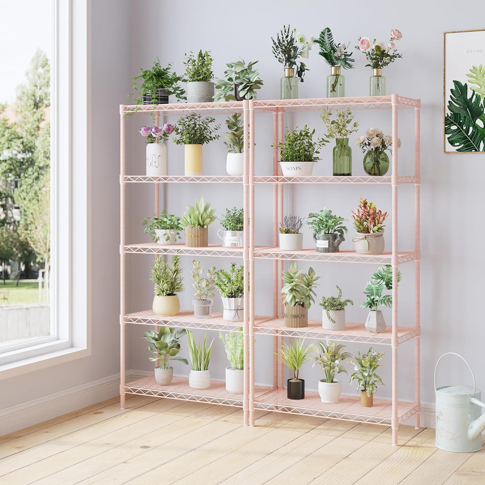 5 Tier Storage Racks Shelving, Heavy Steel Pantry Shelves, Adjustable Wire Sh...