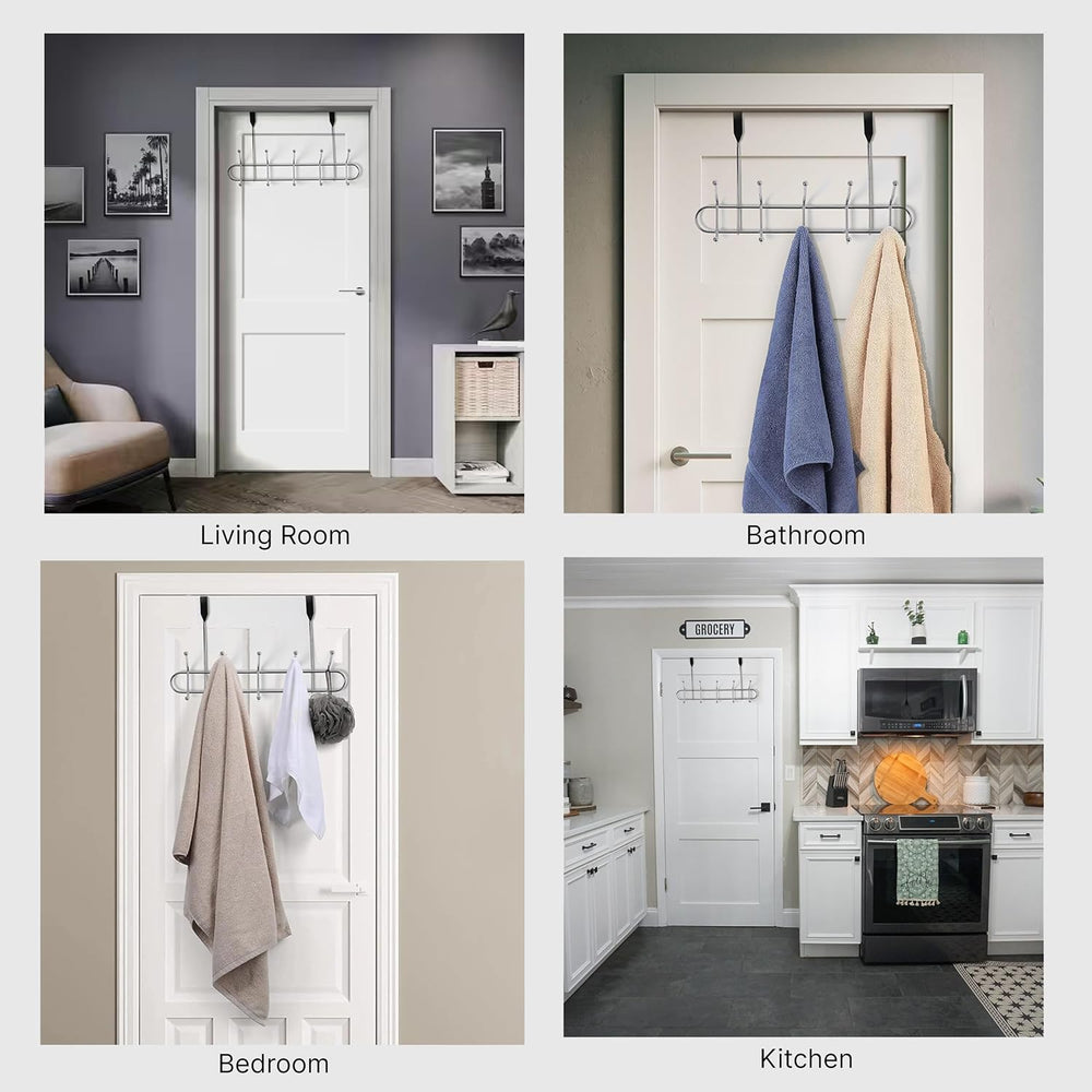 Premier Housewares 509729 10 Hook Over Door Hanger - Chrome, H25 x W41 x D14cm