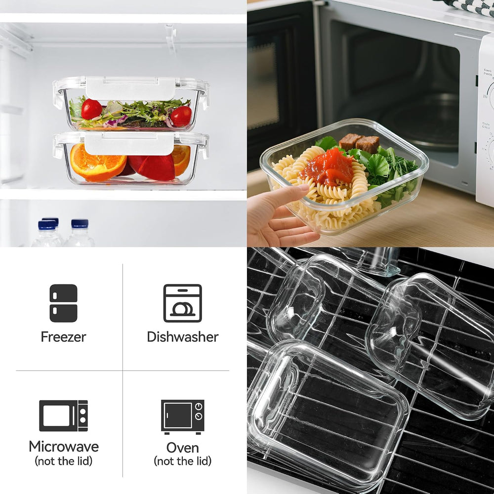 BAYZZ 10 Pack 22 oz Glass Meal Prep Containers, Glass Food Storage Containers...