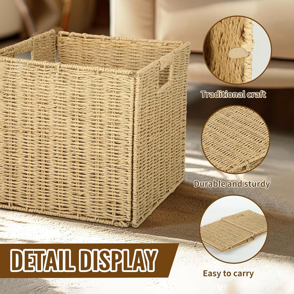 4Pcs Cube Storage Bin,Collapsible Storage Basket, Shelf Organizer with Insert...