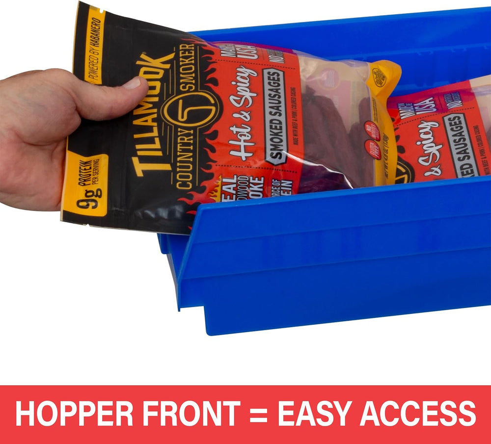 Akro-Mils 30150 Heavy Duty Plastic Shelf Bins, 12"x 8"x 4", Bl...