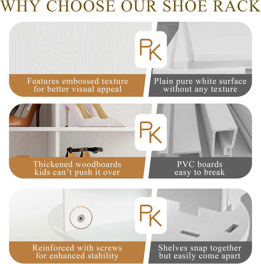 VDNEND Wooden Rotating Shoe Rack, 5 Tier Spinning Shoe Rack Tower for Closet,...
