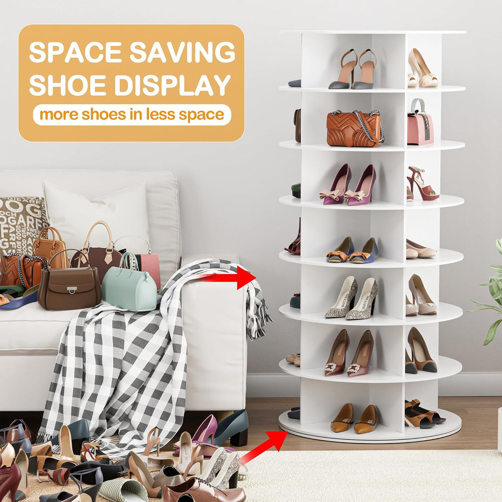 MAGIC UNION 7-Tier Rotating Shoe Rack Tower, White