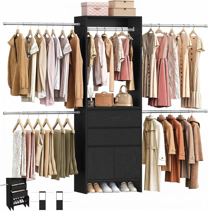 Hzuaneri Closet System Closet Organizers and Storage with 2 Drawers