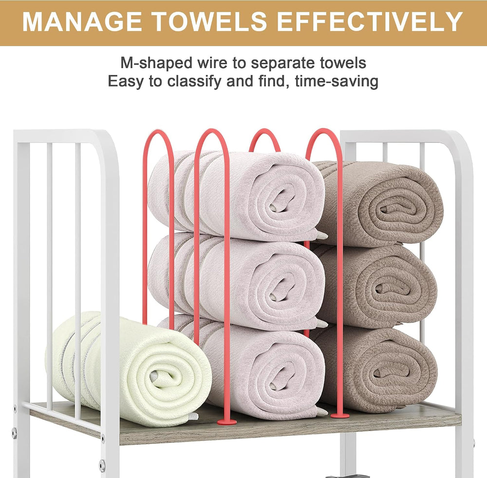 3-Tier Freestanding Towel Racks for Bathroom, White Towel Rack Stand