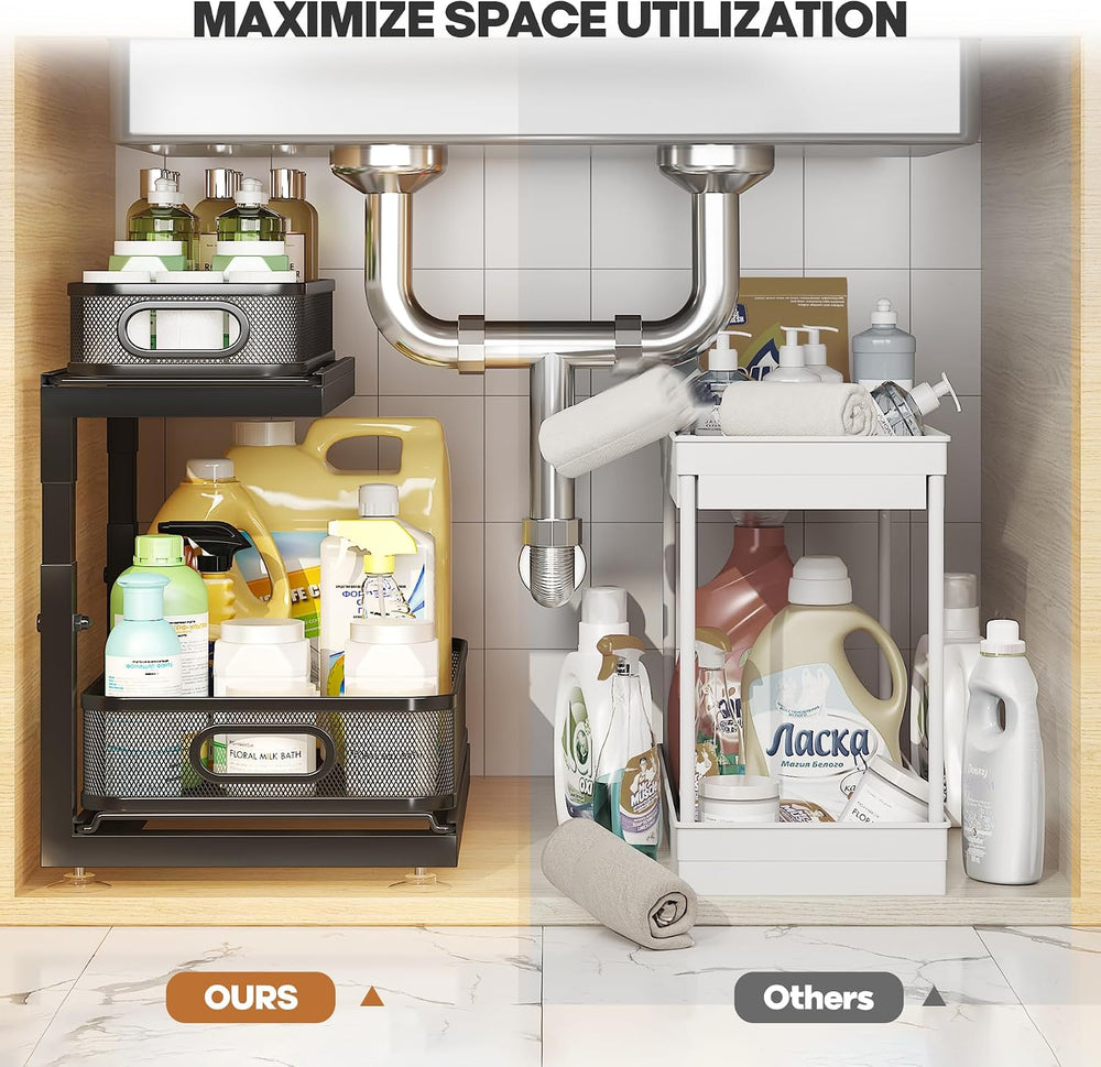 2-Pack Under Sink Storage Organizer with 2-Tier Slide Out Drawer, Sophisticat...