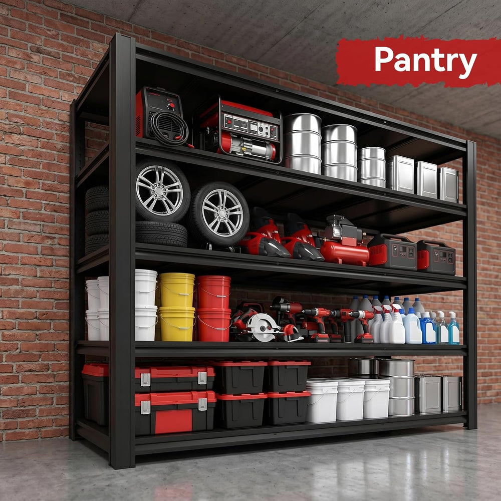 5-Tier Heavy Duty Garage Shelving, 5000LBS Capacity, 84" H x 62" W ...