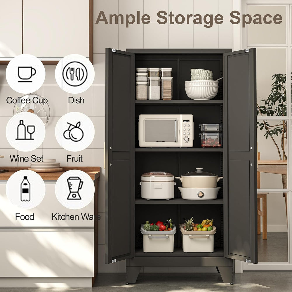 Baborokic 61H Metal Storage Cabinet with 2 Doors and Adjustable Shelves,Farmh...