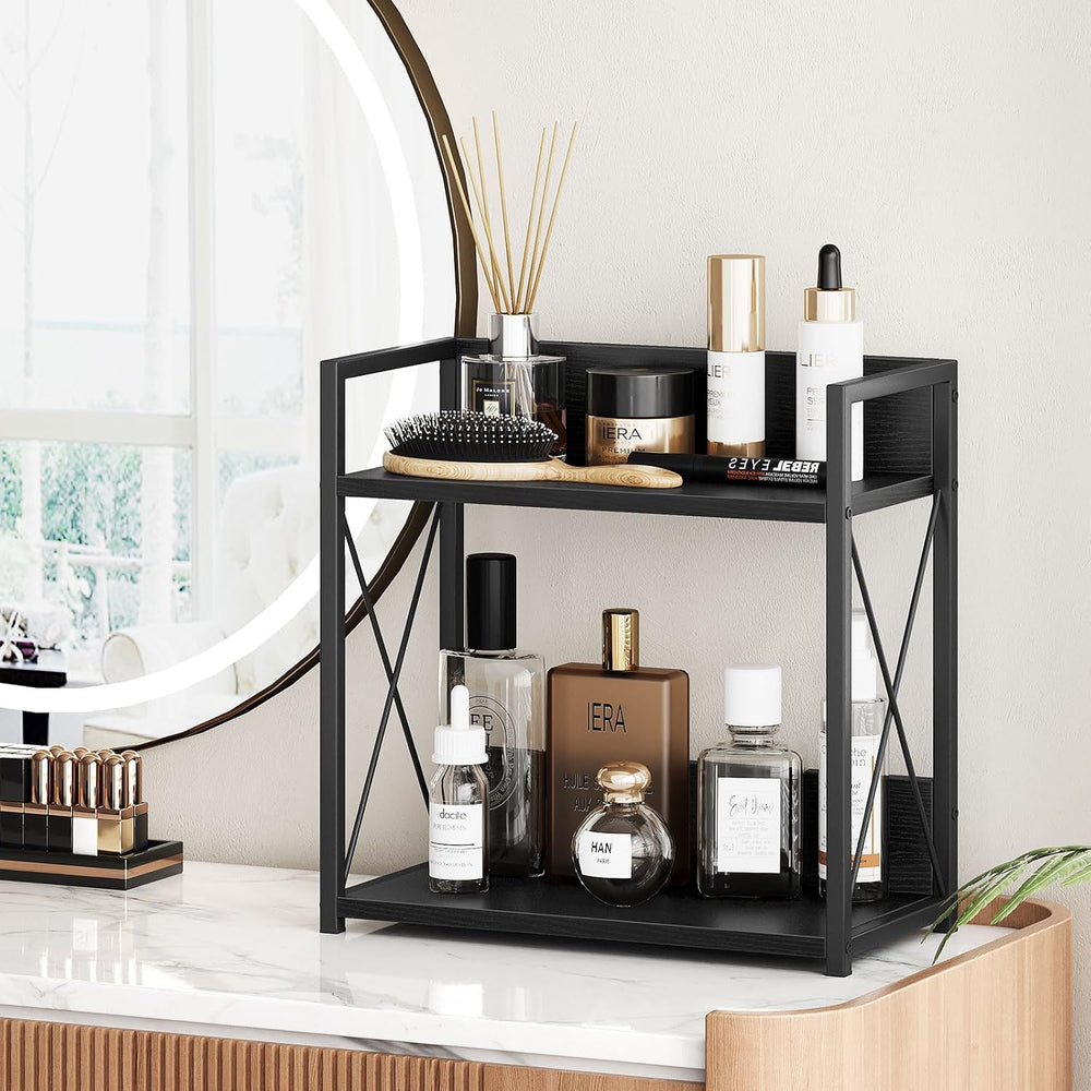 Giikin Kitchen Countertop Organizer, 2 Tier Coffee Bar Organizer, Black Spice...
