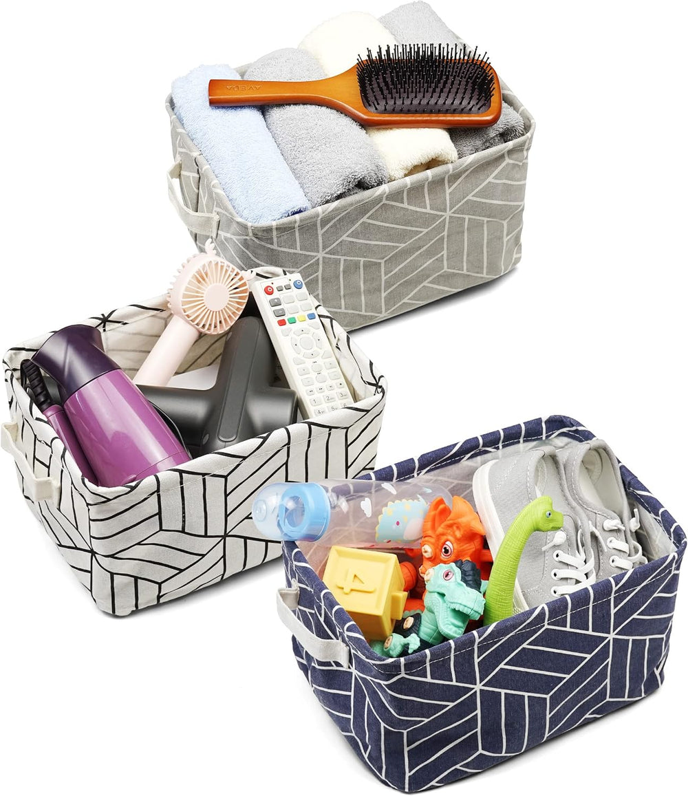 CROWNED 6 Pcs Storage Basket Foldable Cube Fabric Bins Square Mini Box Receiv...