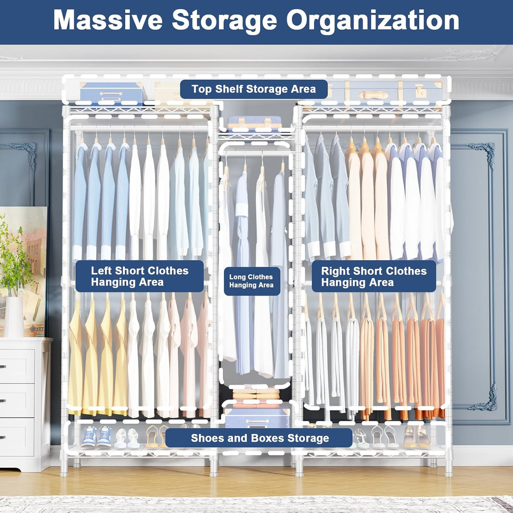 Ulif E12C Heavy Duty Closet Organizer System，Freestanding Clothing Rack, Adju...