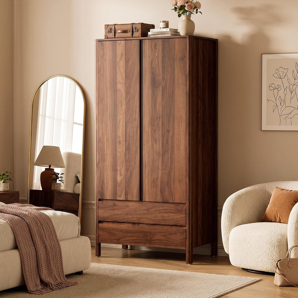Armoire Wardrobe Closet, 70.9" Tall Wardrobe Cabinet with 2 Doors, 2 Lar...