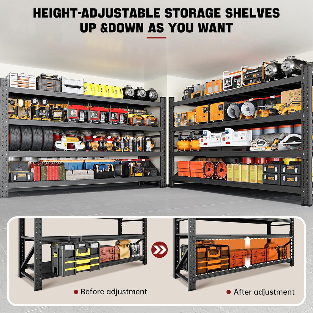 RAVIGIN 8000LBS Storage Shelves, 68" W Garage Shelving Heavy Duty Metal ...