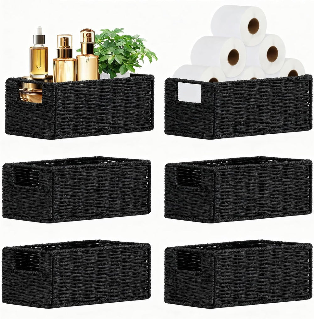 6 Pcs Small Wicker Baskets, Wicker Woven Storage Basket with Handle
