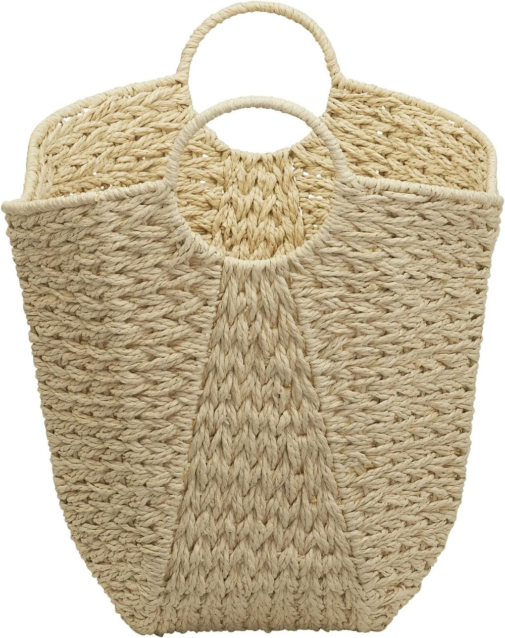 Household Essentials Cream Paper Rope Basket with Handles, Natural Woven Stor...