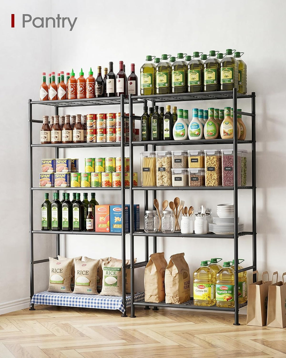 Sakugi Storage Shelves - 5 Tier Shelf Organizer, Heavy Duty Garage Shelving U...