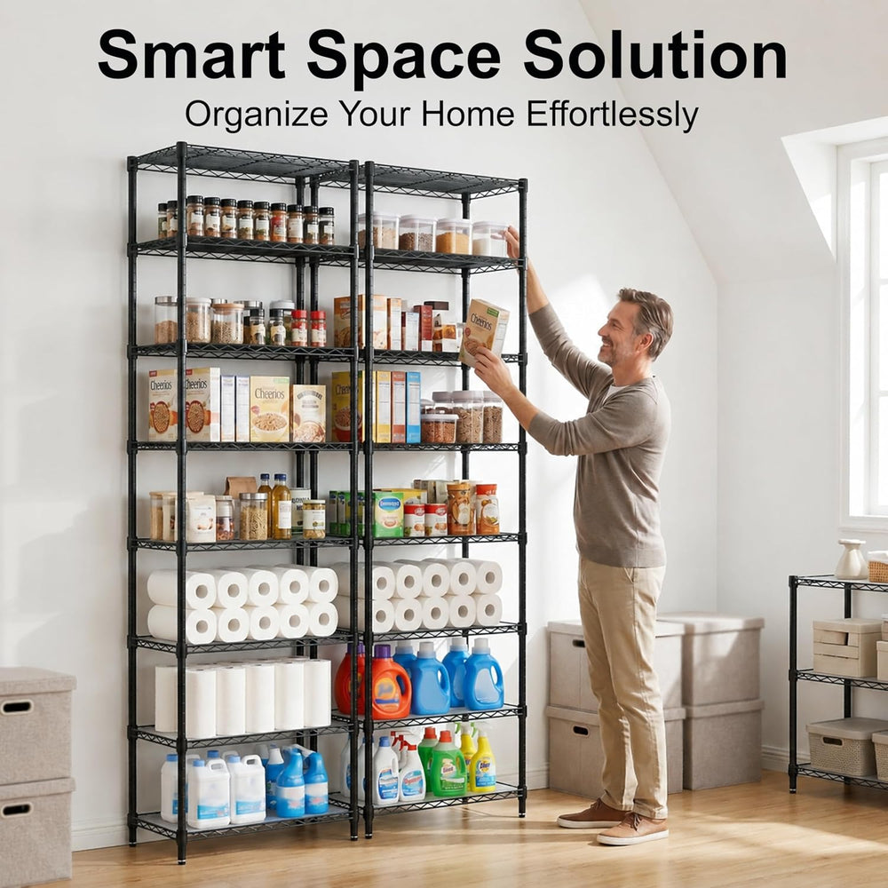 Finnhomy 8-Tier Wire Shelving Unit Adjustable Steel Wire Rack Shelving, 80.7 ...