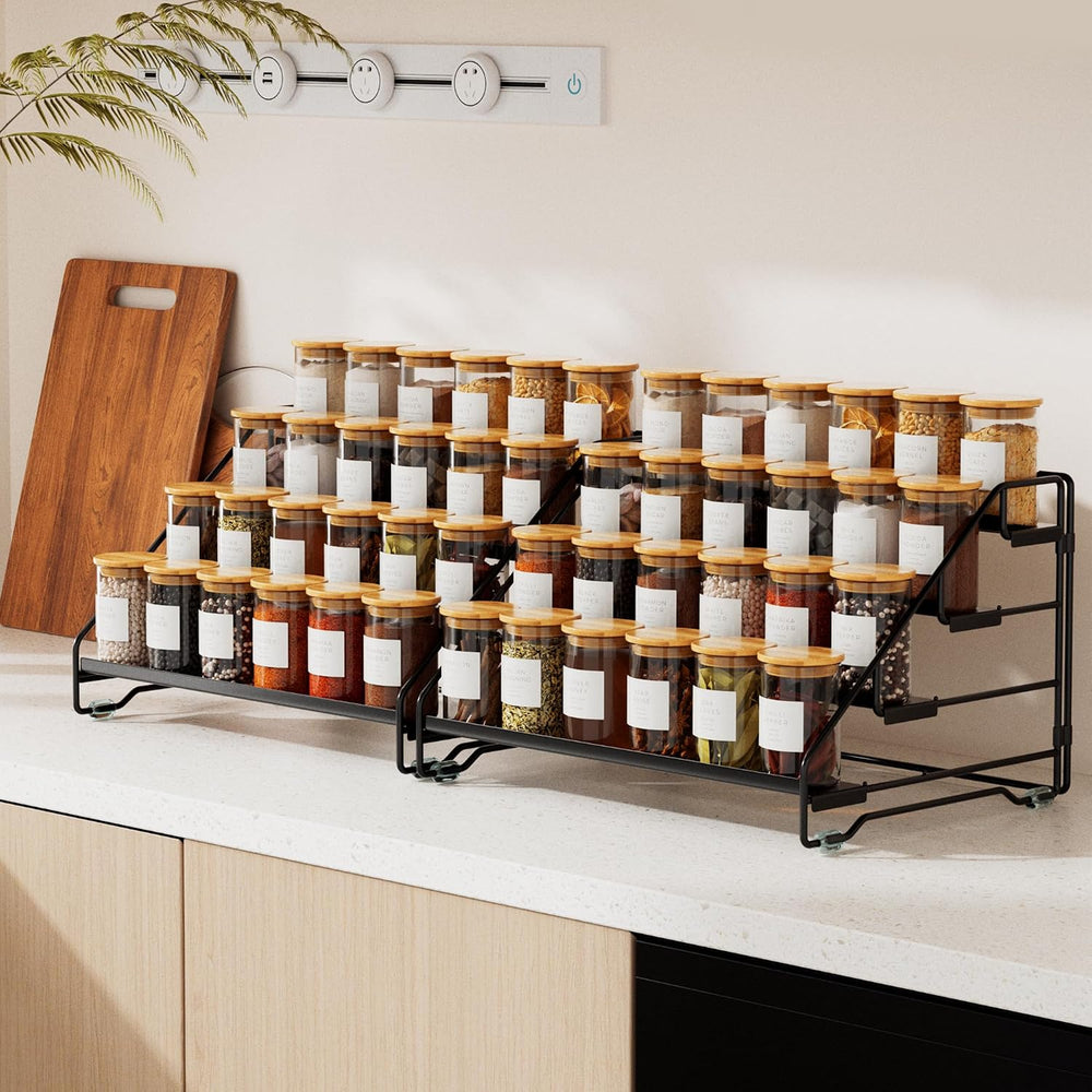 Jolitac 4-Tier Spice Rack Organizer, Depth Adjustable Step Shelf, Metal Spice...